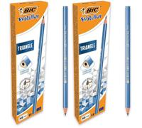 BIC Evolution Triangle, Lápices HB2 con barril triangular, Mina resistente y antirotura, fabricados sin madera, 12 unidades (Paquete de 2)