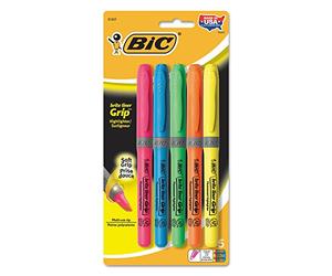 Bic GBLP51ASST Brite Liner Grip Highlighter