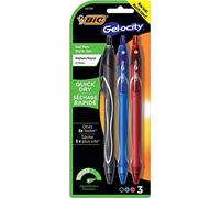 BIC Gel-ocity - Bolígrafos de tinta de gel retráctiles (secado rápido, punta media, 0,7 mm, 3 unidades), colores surtidos
