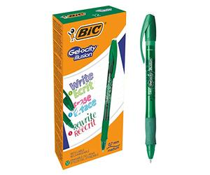 BIC Gel-ocity Illusion bolígrafos de Gel Borrables punta media (0,7 mm) - Verde, Caja de 12 unidades