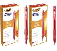 BIC Gel-ocity Original bolígrafos Retráctiles Gel punta media (0,7 mm) - Rojo, Caja de 12 unidades (Paquete de 2)