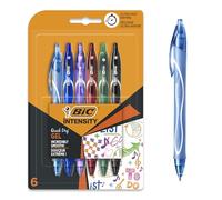 BIC Bolígrafos Gel-ocity – Punta 0,7 mm retráctil, secado ultrarrápido – 6 unidades multicolor