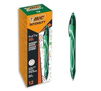 BIC Gel-ocity Quick Dry Bolígrafos de Gel, punta media (0,7mm) - Verde, Caja de 12 Unidades - Bolígrafo retráctil con tinta de secado ultrarrápido