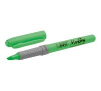 Bic highlighter grip marcador fluorescente - tinta con base de agua - punta biselada - trazo entre 1.60 y 3.30 mm - color verde (12 uds)