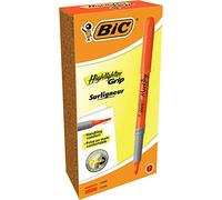 BIC Highlighter Grip Marcadores punta biselada Ajustable - Naranja, Caja de 12 unidades