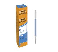 BIC Illusion Recambios Compatibles con Bolígrafo Borrable con Tinta Termosensible y Goma de Borrar - Azul, Caja de 12