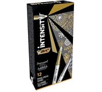 Bic intensity metallic rotulador permanente - punta media 1.8mm - trazo 0.8mm - grip texturizado - color oro y plata (12 uds)