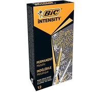 BIC Rotuladores Permanentes Intensity – Punta cónica media, metálicos oro y plata – Caja 12