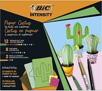 BIC Intensity Set Cactus de Papel, 44 Piezas que incluye 22 Rotuladores surtidos Vibrantes e Intensos y 22 Formas impresas en papel de colores. Regalo Creativo para Niños y Adultos