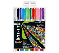 BIC Intesity Medium - Blíster de 12 unidades, rotuladores punta media (0,8 mm), colores surtidos - paquete de rotuladores para dibujar, colorear y escribir