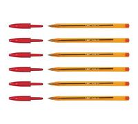 BIC Juego de 6 bolígrafos CRISTAL finos punta roja