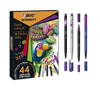 BIC Juego de rotuladores Intensity de 44: 12 de punta doble y 3 tipos: 12 medios, 16 fines y 4 con cambio de color