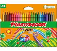 BIC – Ceras de colores PLASTIDECOR Kids – Colores vivos, ideal para material escolar – 24 ceras