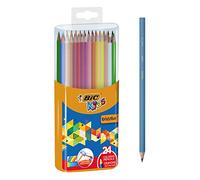 BIC Kids Evolution - Caja de lápices de colores con sacapuntas (24 unidades)
