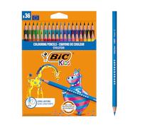 BIC Kids Evolution - Lápices para colorear, blíster de 36 unidades, para actividades creativas en casa y el colegio, colores surtidos, Multicolor