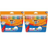 BIC Kids Kid Couleur - Blíster de 14 + 4 rotuladores de colorear para aprendizaje, multicolor (Paquete de 2)