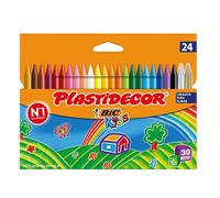 BIC Kids Lápices de Cera Plastidecor. Ideal para Colorear. Antimanchas. Borrables Edad recomendada (30 Meses+)