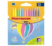 Bic kids plastidecor caja de 12 lapices de cera - colores exoticos - extraresistentes - facil de sacar punta - no mancha