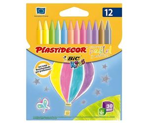 Bic kids plastidecor caja de 12 lapices de cera - colores exoticos - extraresistentes - facil de sacar punta - no mancha