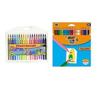 BIC Kids Plastidecor Estuche de 36 unidades, ceras de colores surtidos + Tropicolors Blíster de 24 unidades, lápices de colores, colores surtidos