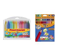 BIC Kids Plastidecor - Estuche de 36 unidades, ceras de surtidos - ideal para colorear y dibujar + Evolution ECOlutions Lápices para Colorear - Surtidos, Blíster de 36 unidades