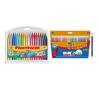 BIC Kids Plastidecor - Estuche de 36 unidades + Kids Kid Couleur rotuladores punta media - surtidos, Caja de 18+6 - paquete de rotuladores lavables para niños