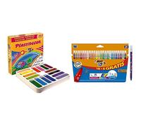 BIC Kids Plastidecor Pack de Ceras lavables, especial escuelas, óptimo para niños a partir de 30 meses + Kids Rotuladores Lavables, material escolar y de oficina