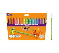 BIC Kids Rotuladores Lavables para Niños, Kid Couleur, Colores Surtidos, Punta Media para Niños, Caja de 24, material escolar