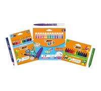 BIC Kids Set para Colorear Ideal para menores de 5 años. Incluye 12 Lápices Evolution ECOlutions Triangle, 12 ceras plastidecor triangle y 12 Rotuladores Lavables. Set de 36 uds