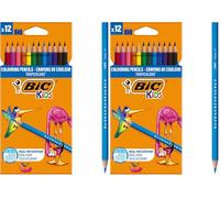 BIC Kids Tropicolors - Caja de 12 unidades, lápices de colores surtidos (Paquete de 2)