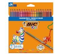BIC Lapices de Colores Evolution Stripes - Set de 12/24 lápices de colores de resina sintética resistentes y fieles a sus estampados a rayas