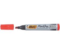 BIC - Lote de 12 rotuladores permanentes Marking 2300, punta cuadrada, color rojo