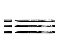 BIC Fineliner Intensity - Lote de 5 bolígrafos de fieltro (punta de metal fino, 0,4 mm), color negro