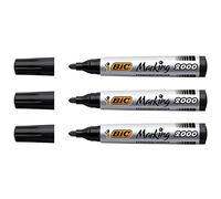 BIC Lote de 3 rotuladores permanentes 2000, punta redonda, color negro