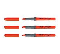 BIC - Lote de 3 subrayadores High Grip, punta biselada, color naranja