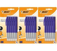 BIC M10 - Bolígrafos medianos (1 paquete con 10 unidades), color azul (Paquete de 3)