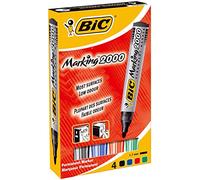 BIC Marking 2000 Punta Redonda Negro, Azul, Verde, Rojo, 4 uns - Marcador permanente (1,7 mm) Cartón, Vidrio, Metal, Papel, Plástico, Tinta a base de agua)