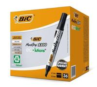 BIC Marking 2300 ECOlutions Marcadores permanentes punta media biselada, Material Oficina - Color negro, Caja de 36