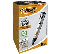 BIC Marcadores permanentes Marking 2300 ECOlutions Punta media biselada Caja 12 Negro