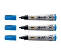 BIC Marking 2300 - Rotuladores permanentes (3 unidades, punta biselada), color azul