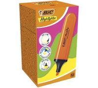 BIC Marking Flat Higlighter - Caja de 12 resaltadores naranjas, tinta de secado rápido a base de agua