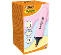 Bic marking highlighter flat marcador fluorescente - punta biselada - trazo entre 1.20 y 4.60 mm - tinta con base de agua - color rosa pastel (12 uds)