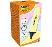 Bic marking highlighter flat marcador fluorescente - punta biselada - trazo entre 1.20 y 4.60 mm - tinta con base de agua - color amarillo pastel (12 uds)