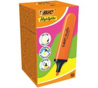 Bic marking highlighter flat marcador fluorescente - punta biselada - trazo entre 1.70 y 4.80 mm - tinta con base de agua - color naranja (12 uds)
