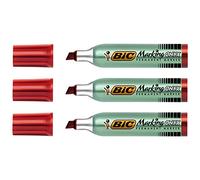 BIC Marking Onyx 1481 - Rotulador permanente (punta biselada, 3,5 mm, 3 unidades), color rojo