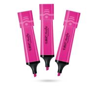 BIC Marking - Paquete de 3 marcadores de plástico con tinta fluorescente rosa neón para notas suaves, resaltadores precisos, ideal para la escuela y la oficina