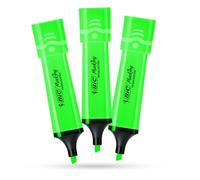 BIC Marking - Paquete de 3 marcadores de plástico con tinta fluorescente verde neón para notas suaves, resaltadores precisos, ideal para la escuela y la oficina