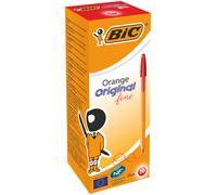 BIC Orange Original Fine bolígrafos punta fina (0,8 mm) - Rojo, Caja de 20 bolis