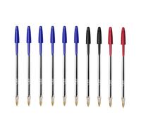 BiC Pack 10 Boligrafo Cristal Original - 6 Bolígrafos Azul, 2 negros y 2 rojos Punta Media , Pack de 10 Unidades. Material escolar