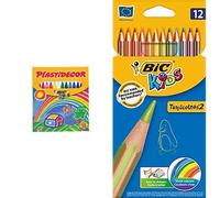 Bic - Pack 12 ceras de colores Plastidecor + 12 lápices de colores Bic Kids